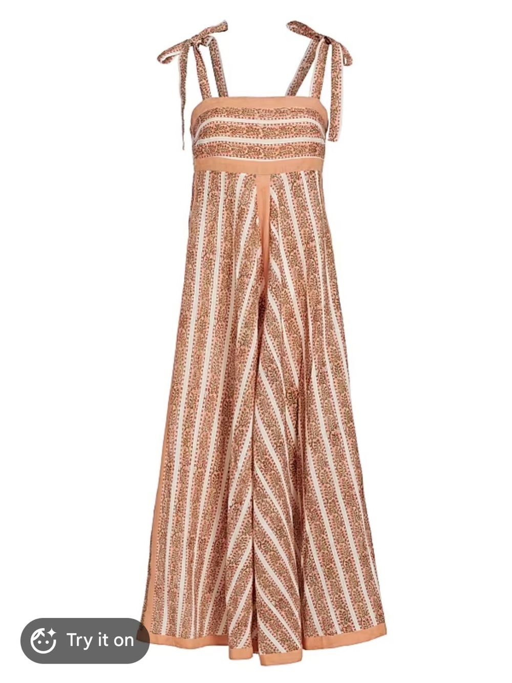 Hannah Artwear Striped Tie-Shoulder Maxi Dress in Peach and Cream